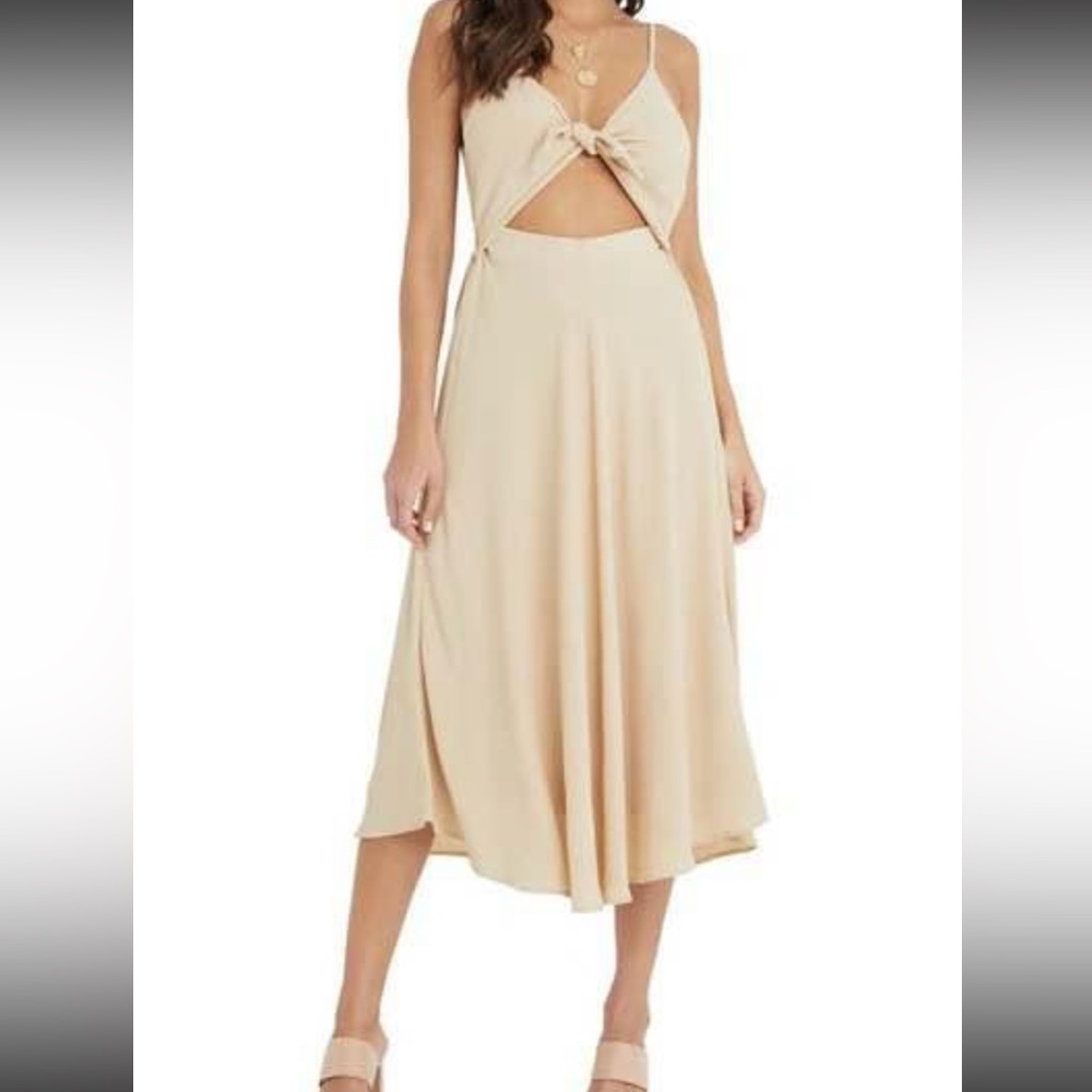 VICI Collection Tie Front Cutout Midi Dress